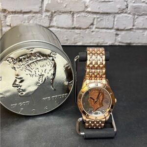 August Steiner Rose Gold Coin Design Watch